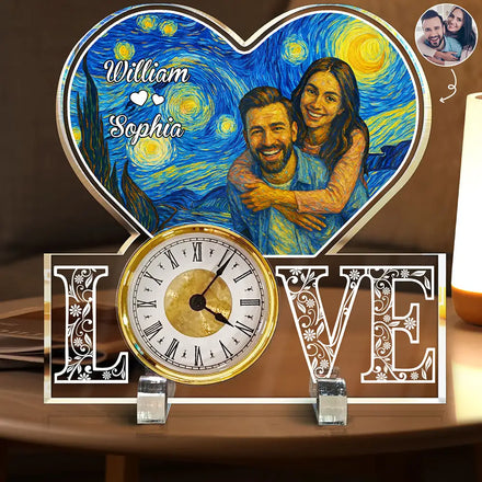 Custom Photo Starry Night You And Me We Got This - Personalized Acrylic Desk Clock