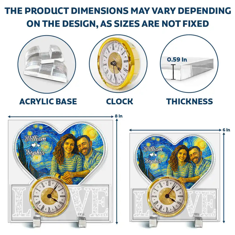 Gift For Couples,Old Couples,Gift For Husband,Gift For Wife,Gift For Boyfriend,Gift For Girlfriend,LGBT,Love - Custom Photo Starry Night You And Me We Got This - Personalized Acrylic Desk Clock