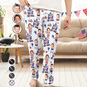 Golf,Gift For Father,Gift For Grandpa,Gift For Mother,Gift For Grandma,Happy,Independence Day,Non-Eng,Photo,Icon,Humorous - Custom Photo Stars & Stripes Best Dad Grandpa By Par - Personalized Pajama Pants
