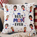 Gift For Mother,Gift For Grandma,Happy,Gift For Father,Gift For Grandpa,Summer,Independence Day,Photo,Icon,Humorous - Custom Photo Stars & Stripes Best Dad Mom Grandpa Grandma Ever - Personalized Pillow