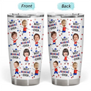 Gift For Mother,Gift For Grandma,Happy,Gift For Father,Gift For Grandpa,Independence Day,Non-Eng,Photo,Icon,Humorous - Custom Photo Stars & Stripes Best Dad Mom Grandpa Grandma Ever - Personalized Tumbler