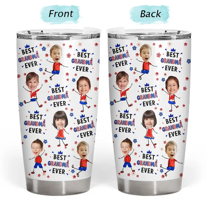 Gift For Mother,Gift For Grandma,Happy,Gift For Father,Gift For Grandpa,Independence Day,Non-Eng,Photo,Icon,Humorous - Custom Photo Stars & Stripes Best Dad Mom Grandpa Grandma Ever - Personalized Tumbler