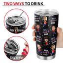 Gift For Mother,Gift For Grandma,Happy,Gift For Father,Gift For Grandpa,Independence Day,Non-Eng,Photo,Icon,Humorous - Custom Photo Stars & Stripes Best Dad Mom Grandpa Grandma Ever - Personalized Tumbler