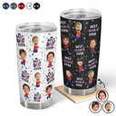 Gift For Mother,Gift For Grandma,Happy,Gift For Father,Gift For Grandpa,Independence Day,Non-Eng,Photo,Icon,Humorous - Custom Photo Stars & Stripes Best Dad Mom Grandpa Grandma Ever - Personalized Tumbler