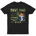 Gift For Father,Gift For Grandpa,Independence Day,Photo,Confident - Custom Photo Stars & Stripes Best Dad Papa Ever - Personalized T Shirt