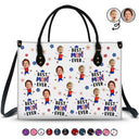 Gift For Mother,Gift For Grandma,Happy,Summer,Independence Day,Non-Eng,Photo,Icon,Humorous - Custom Photo Stars & Stripes Best Mom Grandma Ever - Personalized Leather Bag