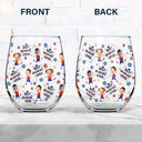 Gift For Mother,Gift For Grandma,Happy,Summer,Independence Day,Photo,Icon,Humorous - Custom Photo Stars & Stripes Best Mom Grandma Ever - Personalized Stemless Wine Glass