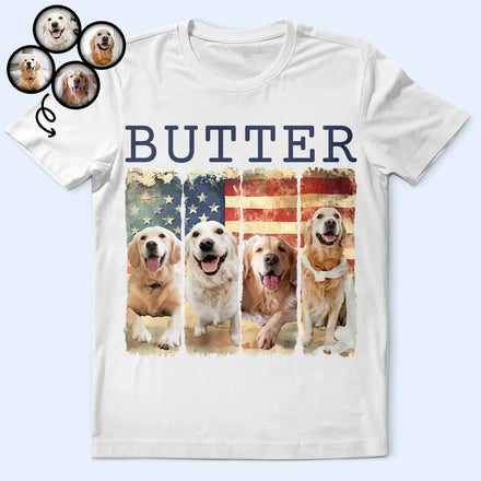 T-shirt personnalisé avec photo d'animaux de compagnie et étoiles et rayures