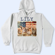 Pet Lovers,Pet Mom,Pet Dad - Custom Photo Stars & Stripes Pet Face - Personalized T Shirt