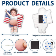 Custom Photo, Independence Day, Gift For Men, Gift For Yourself, Humorous, Cut-Face Photo - Custom Photo Stars, Stripes & Poke That Belly - Personalized Squishy Acrylic Fridge Magnet