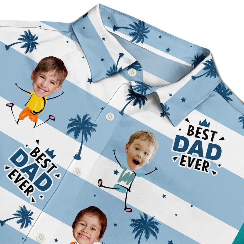 Custom Photo, Summer, Gift For Mother, Gift For Children, Adorable, Cut-Face Photo - Custom Photo Strip Pattern Adorable Best Mom Best Dad Ever - Personalized Hawaiian Shirt