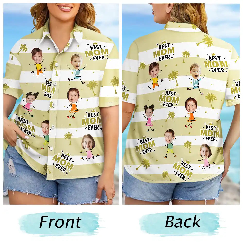 Custom Photo, Summer, Gift For Mother, Gift For Children, Adorable, Cut-Face Photo - Custom Photo Strip Pattern Adorable Best Mom Best Dad Ever - Personalized Hawaiian Shirt