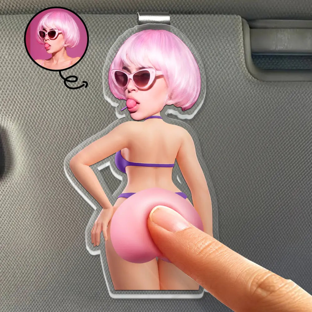 Custom Photo Summer Calling Booty - Personalized Squishy Acrylic Car Visor Clip