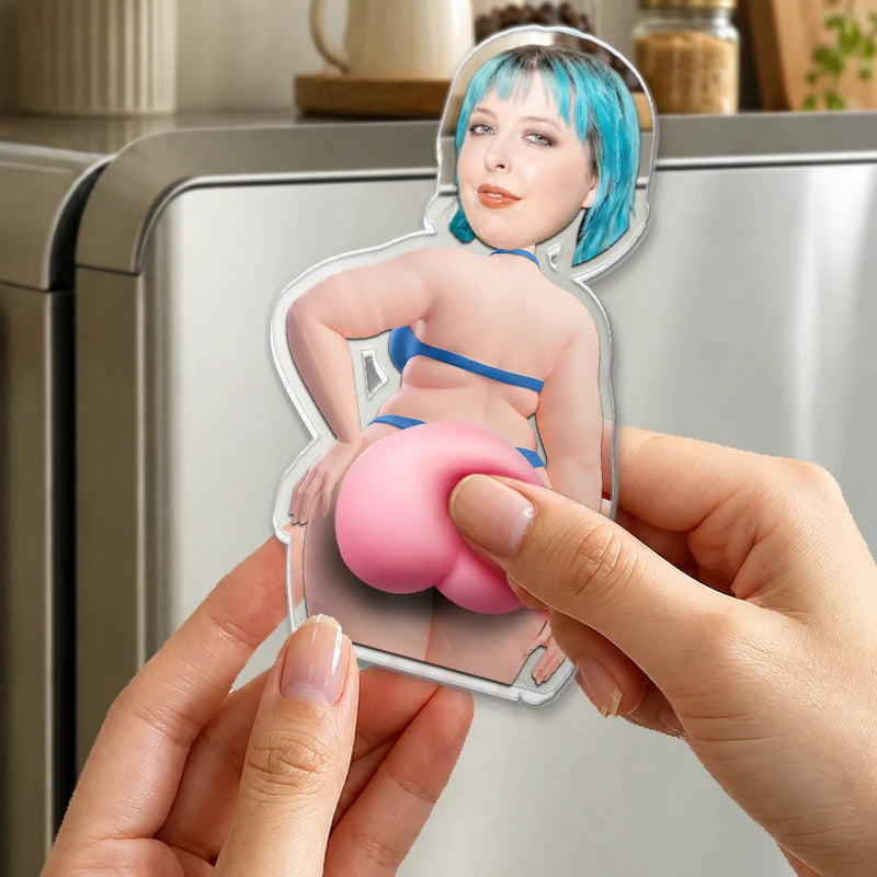 Custom Photo,Summer,Gift For Men,Gift For Yourself,Humorous,Cut-Face Photo - Custom Photo Summer Calling Booty - Personalized Squishy Acrylic Fridge Magnet