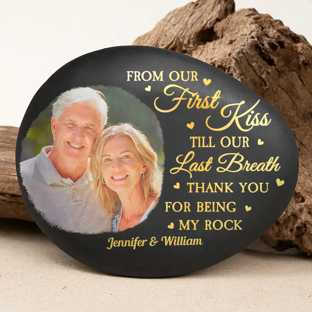 Custom Photo,Gift For Couples,Gift For Husband,Gift For Wife,Gift For Boyfriend,Gift For Girlfriend,Happy - Custom Photo Thank You For Being My Rock - Personalized Printed Rock