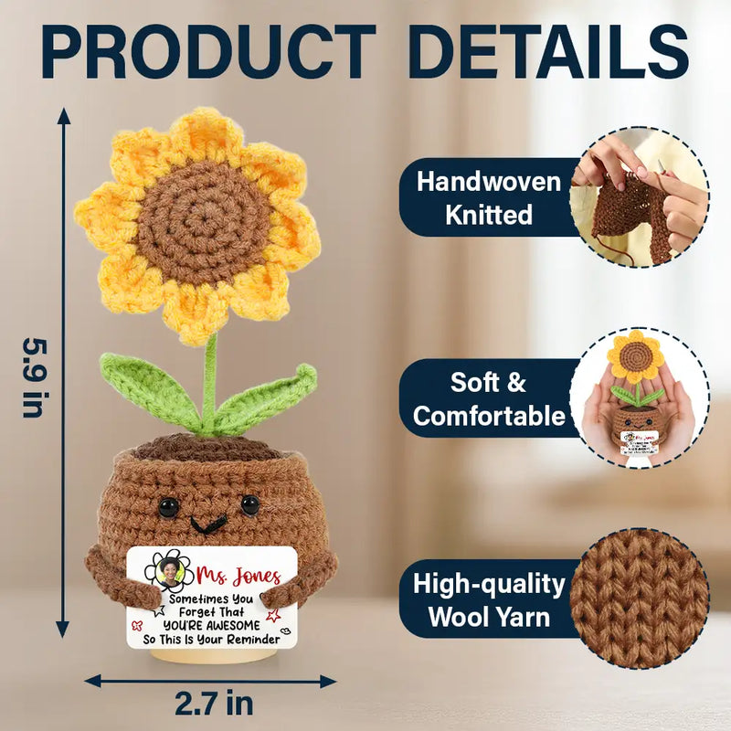 Gift For Mother - Custom Photo Thank You For Helping Me Grow - Personalized Doll Crochet With Custom Card