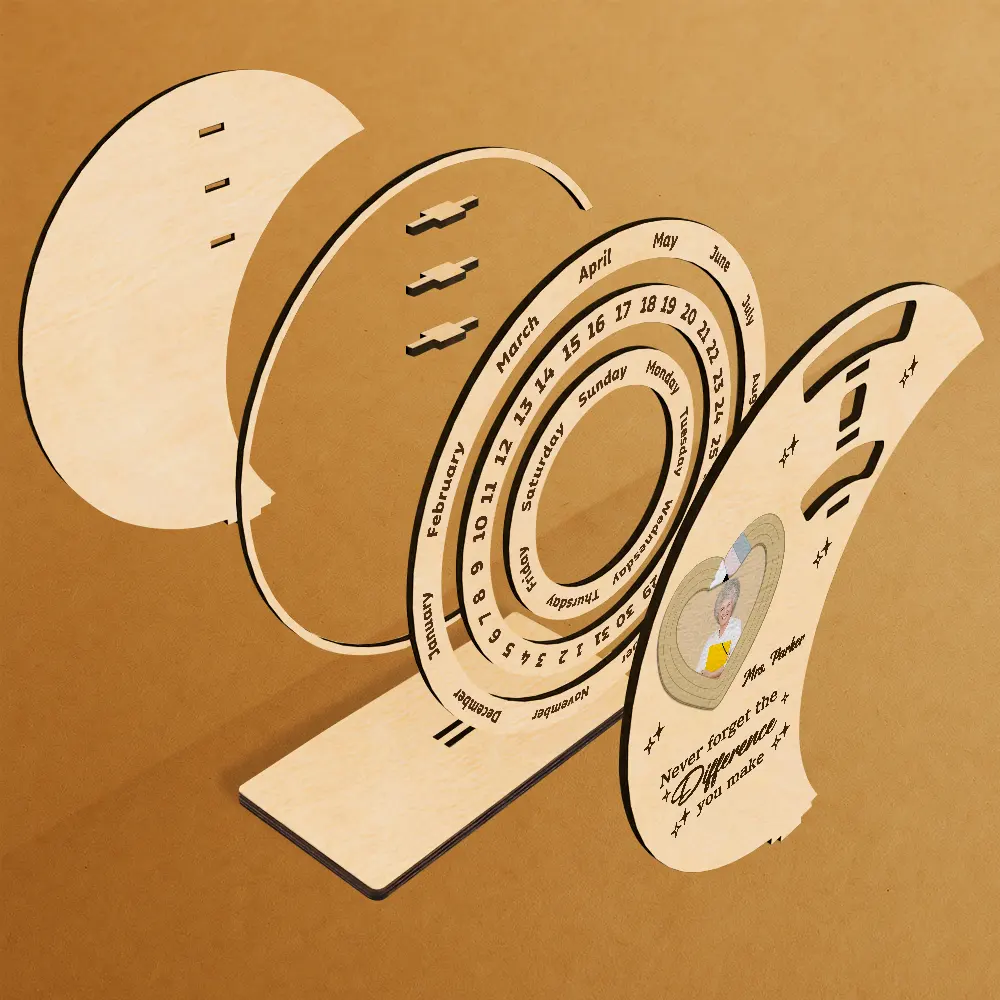 Custom Photo Thank You Teacher For Shaping Little Minds - Personalized Spinning Perpetual Desk Calendar