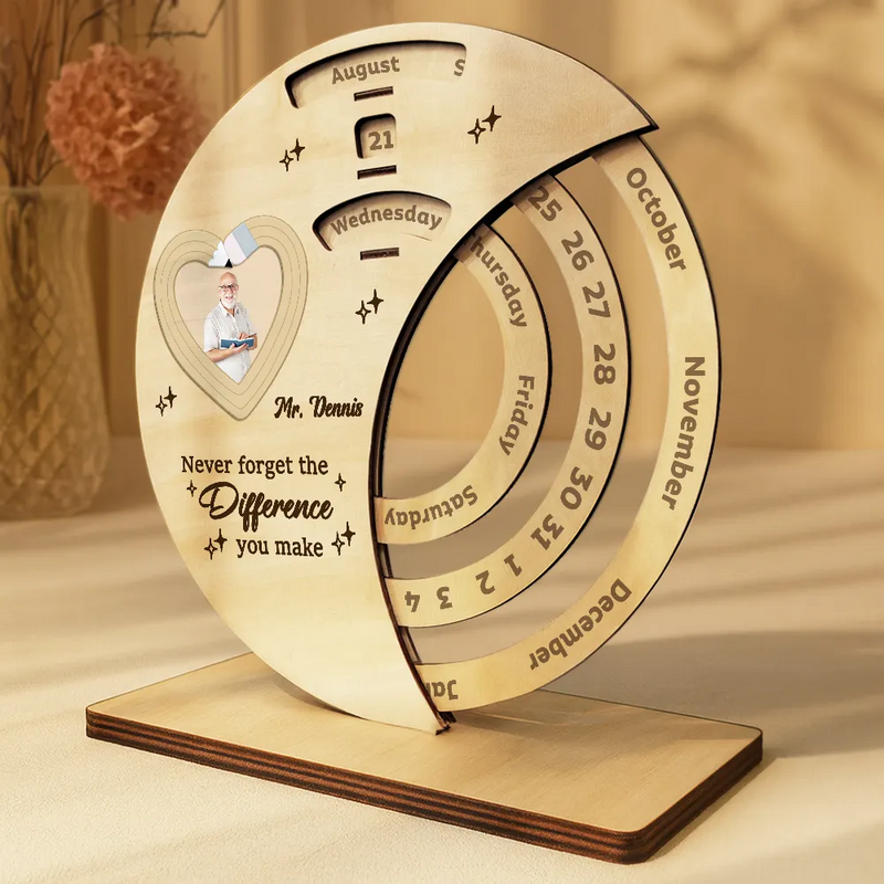 Custom Photo Thank You Teacher For Shaping Little Minds - Personalized Spinning Perpetual Desk Calendar