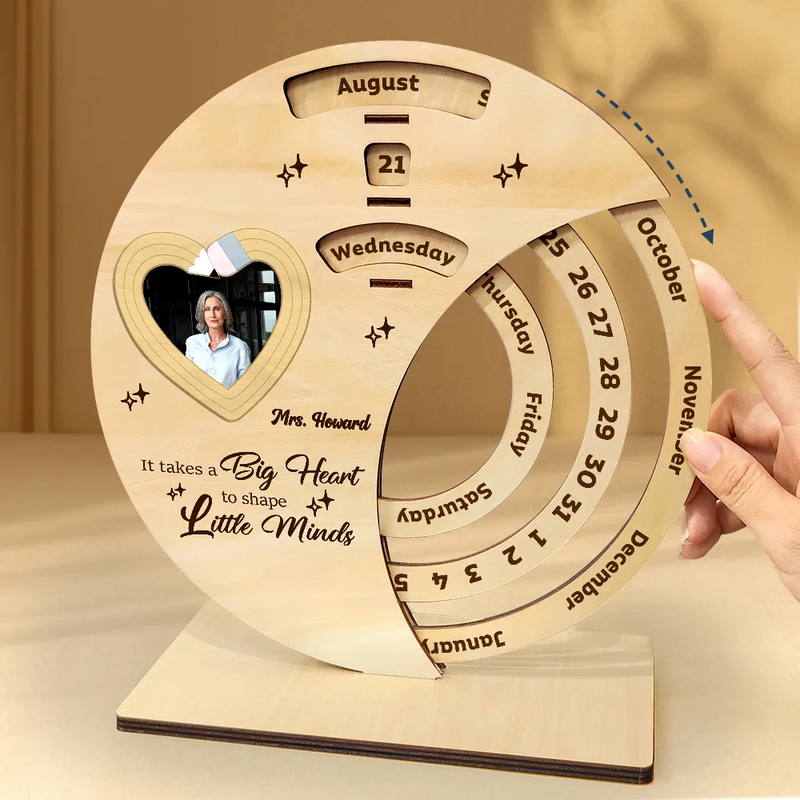 Custom Photo Thank You Teacher For Shaping Little Minds - Personalized Spinning Perpetual Desk Calendar