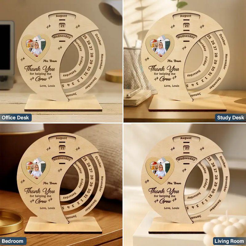 Custom Photo Thank You Teacher For Shaping Little Minds - Personalized Spinning Perpetual Desk Calendar