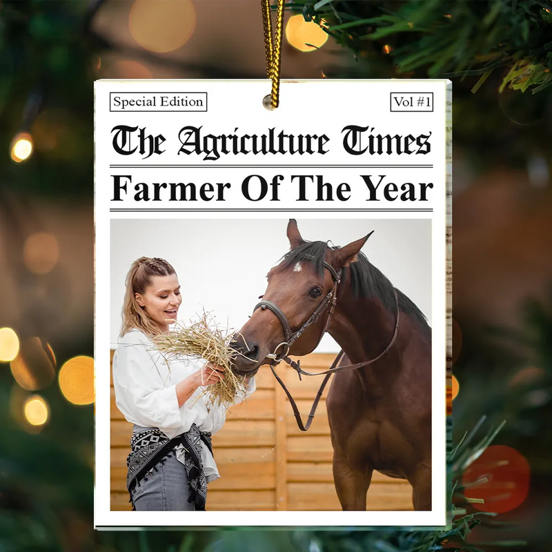 Farm, Gift For Yourself, Gift For Women, Gift For Men, Happy, Christmas, Custom Photo - Custom Photo The Agriculture Times Farmer Of The Year - Personalized Custom Shaped Acrylic Ornament