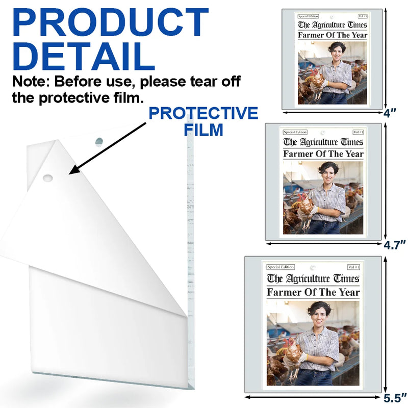 Farm, Gift For Yourself, Gift For Women, Gift For Men, Happy, Christmas, Custom Photo - Custom Photo The Agriculture Times Farmer Of The Year - Personalized Custom Shaped Acrylic Ornament