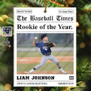 Gift For Kids, Gift For Grandkids, Baseball, Happy, Custom Photo, Christmas - Custom Photo The Baseball Times - Personalized Custom Shaped Acrylic Ornament