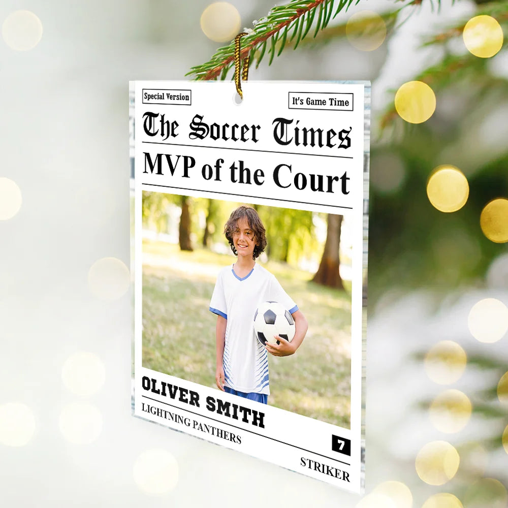 Gift For Kids, Gift For Grandkids, Baseball, Happy, Custom Photo, Christmas - Custom Photo The Baseball Times - Personalized Custom Shaped Acrylic Ornament