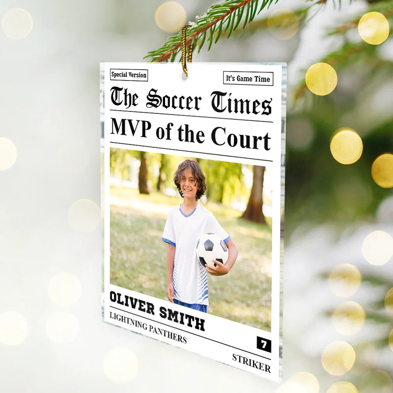 Gift For Kids, Gift For Grandkids, Baseball, Happy, Custom Photo, Christmas - Custom Photo The Baseball Times - Personalized Custom Shaped Acrylic Ornament