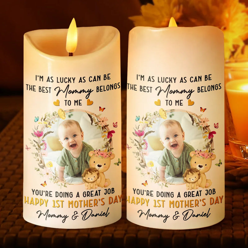 Gift For Mother,New Mom,Love,Custom Photo - Custom Photo The Best Mommy Belongs To Me - Personalized Flameless LED Candle