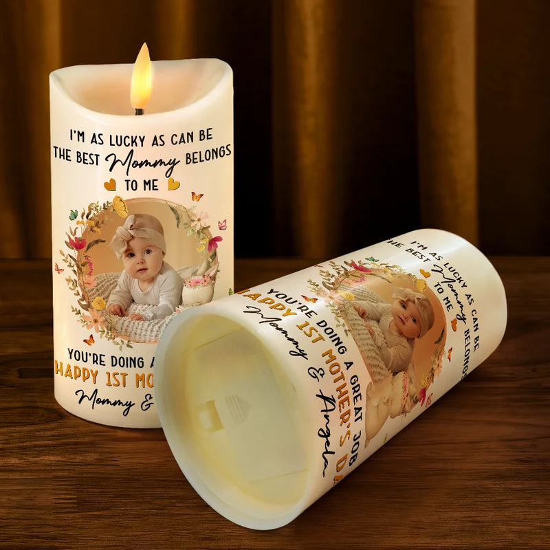 Gift For Mother,New Mom,Love,Custom Photo - Custom Photo The Best Mommy Belongs To Me - Personalized Flameless LED Candle