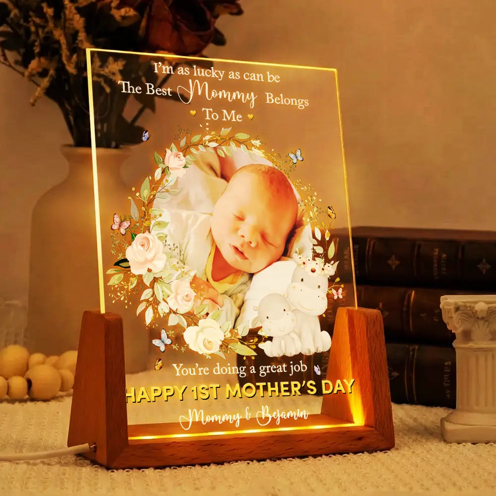 New Mom, New baby, Happy, Custom Photo - Custom Photo The Best Mommy Belongs To Me - Personalized Night Light