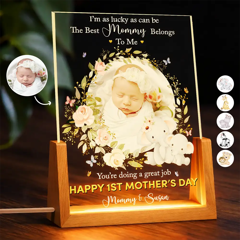 New Mom, New baby, Happy, Custom Photo - Custom Photo The Best Mommy Belongs To Me - Personalized Night Light
