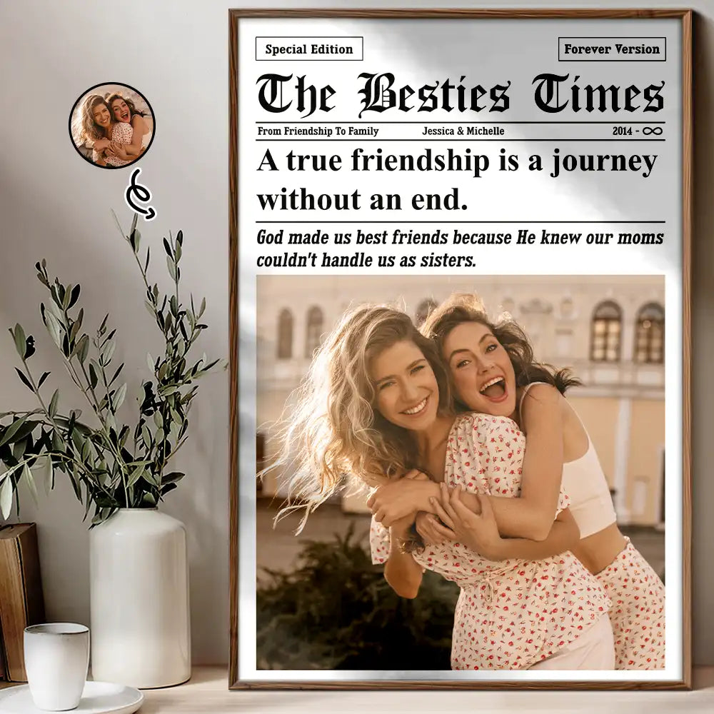 Gift For Bestie,Happy,Custom Photo - Custom Photo The Bestie Times From Friendship To Family - Personalized Poster