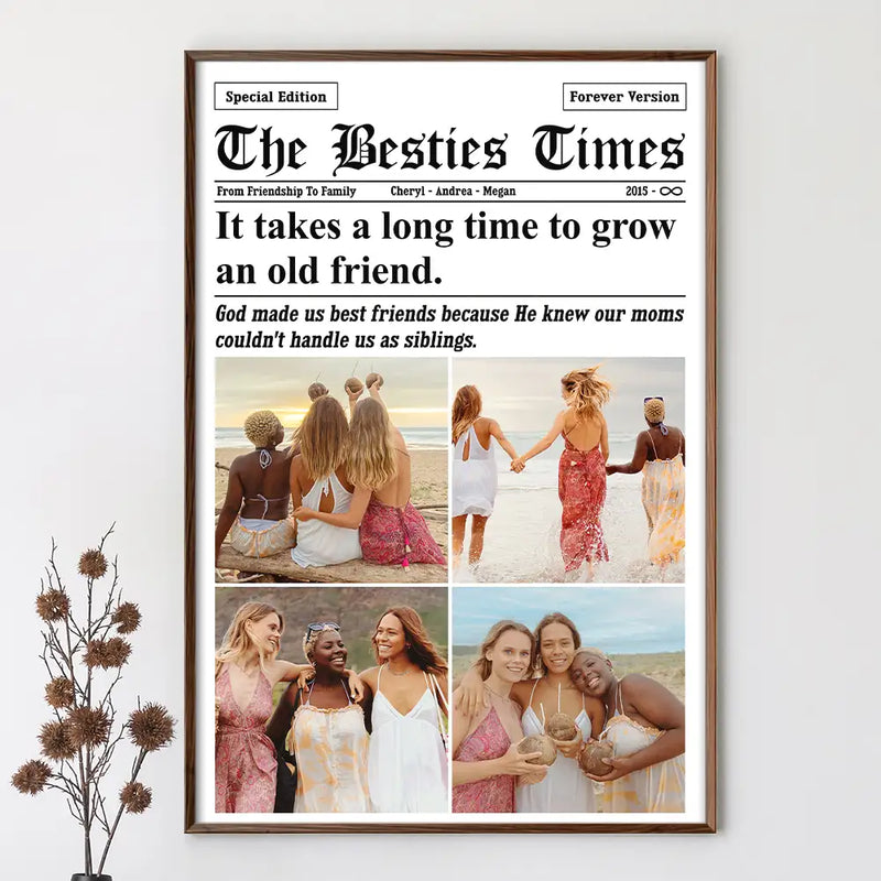 Gift For Bestie,Happy,Custom Photo - Custom Photo The Bestie Times From Friendship To Family - Personalized Poster