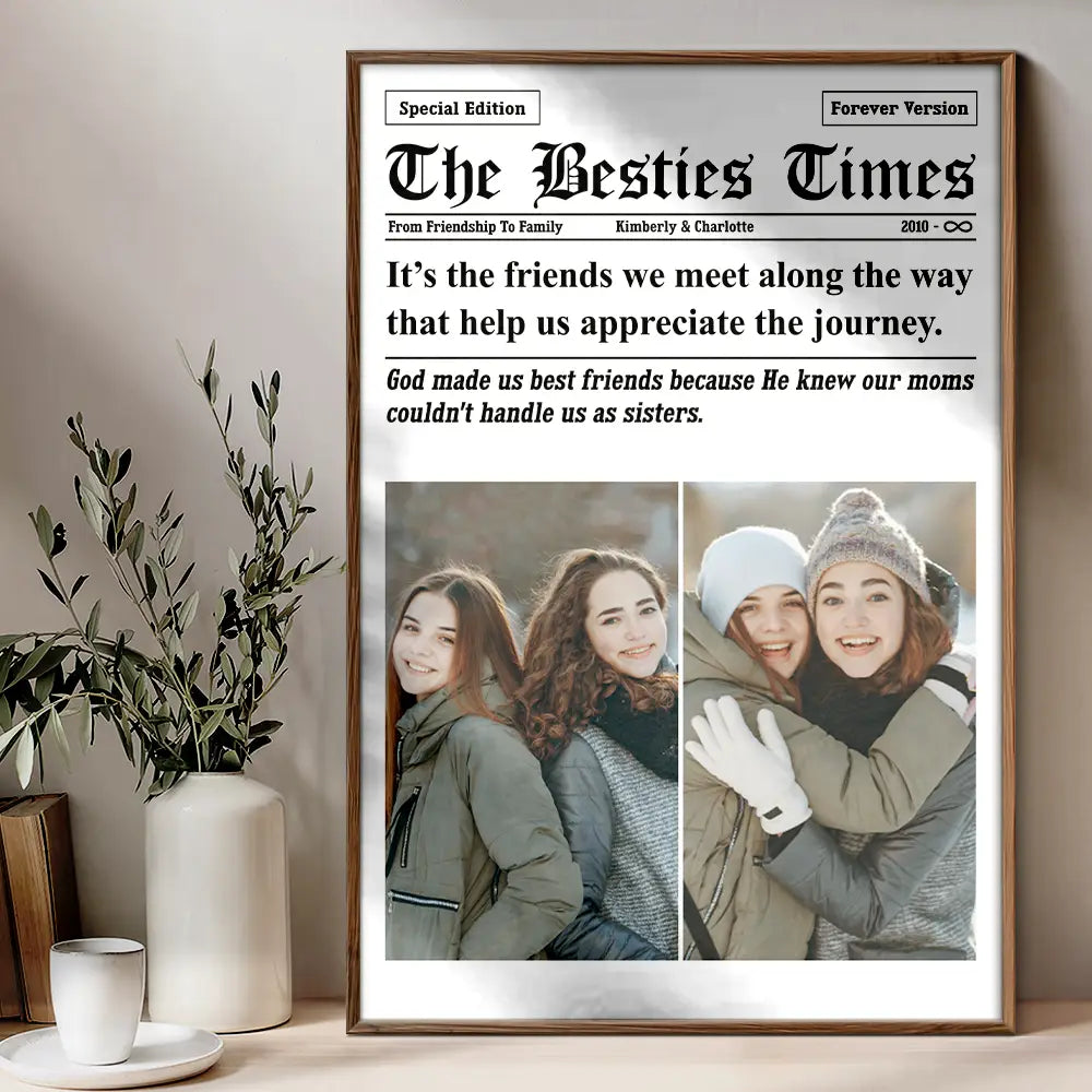 Gift For Bestie,Happy,Custom Photo - Custom Photo The Bestie Times From Friendship To Family - Personalized Poster