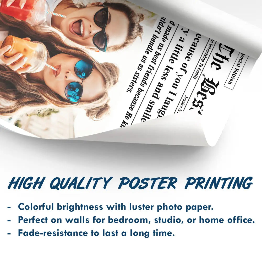 Gift For Bestie,Happy,Custom Photo - Custom Photo The Bestie Times From Friendship To Family - Personalized Poster