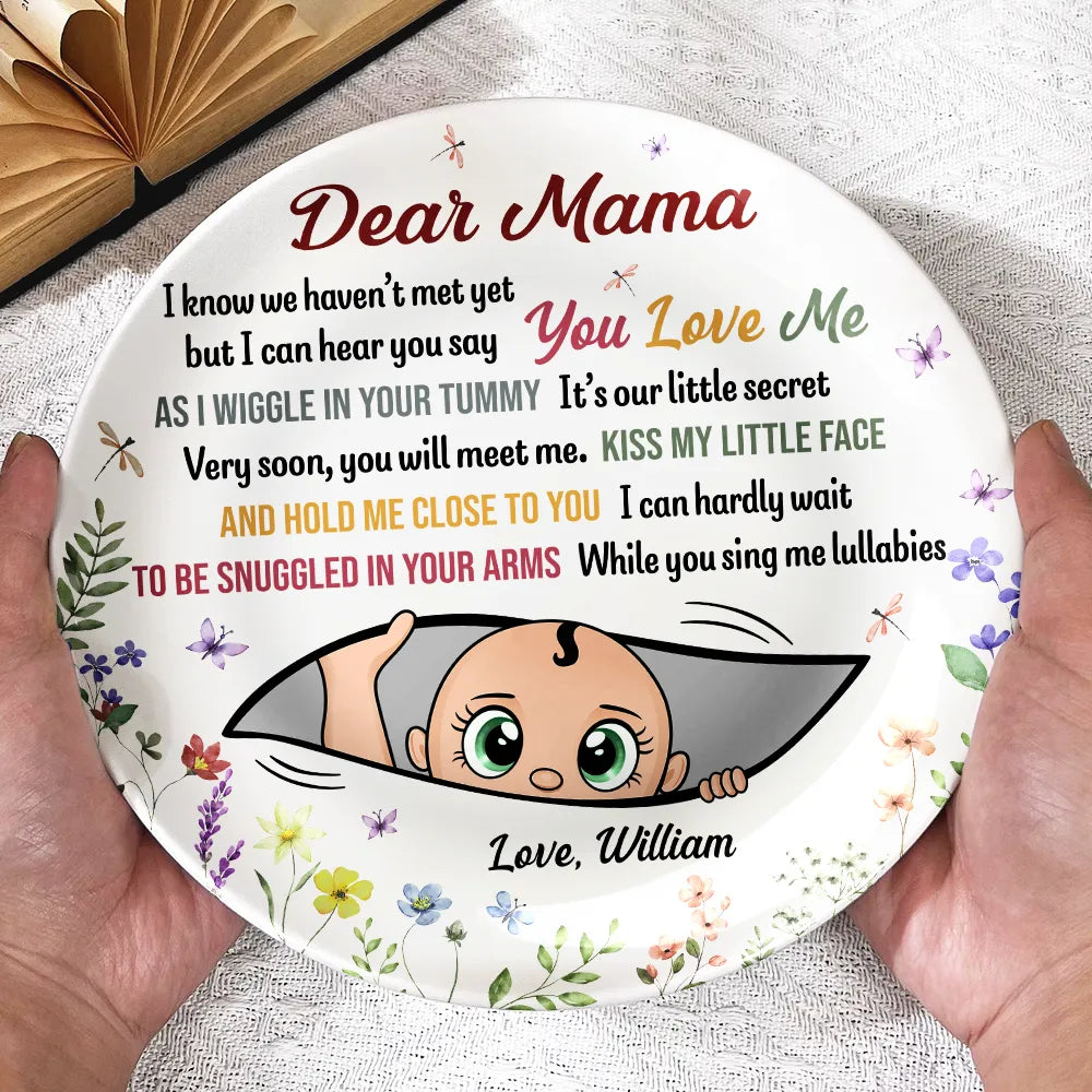 Custom Photo,New baby,New Mom,Gift For Mother,Happy - Custom Photo The Bump Snuggles In Your Arms - Personalized Ceramic Plate
