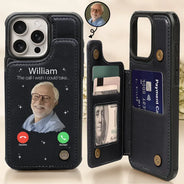 Memorial - Custom Photo The Call I Wish I Could Take - Personalized Leather Flip Wallet Phone Case