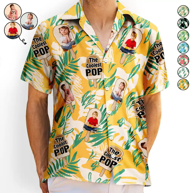 Gift For Yourself,Gift For Men,Gift For Husband,Gift For Grandpa,Gift For Father,Funny,Summer,Custom Photo - Custom Photo The Coolest Pop - Personalized Hawaiian Shirt