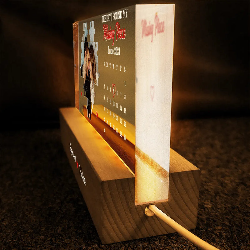 Gift For Couples, Gift For Husband, Gift For Wife, Gift For Boyfriend, Gift For Girlfriend, Love, Custom Photo - Custom Photo The Day I Found My Missing Piece - Personalized Rectangle LED Light