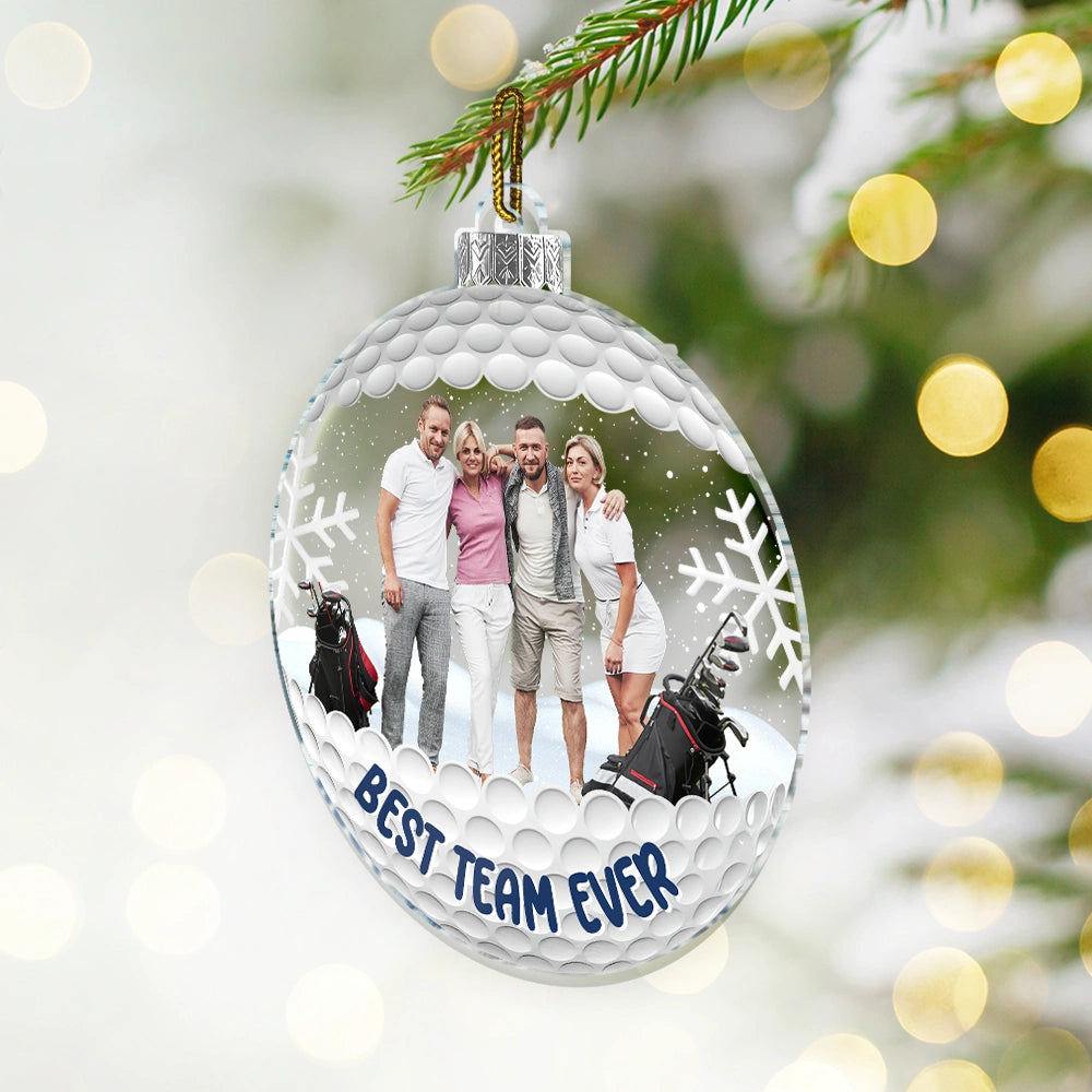 Christmas,Golf,Gift For Bestie,Happy - Custom Photo The Dream Golf Team - Personalized Custom Shaped Acrylic Ornament