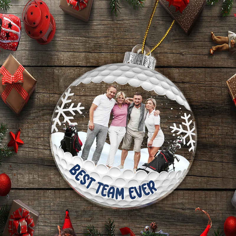 Christmas,Golf,Gift For Bestie,Happy - Custom Photo The Dream Golf Team - Personalized Custom Shaped Acrylic Ornament