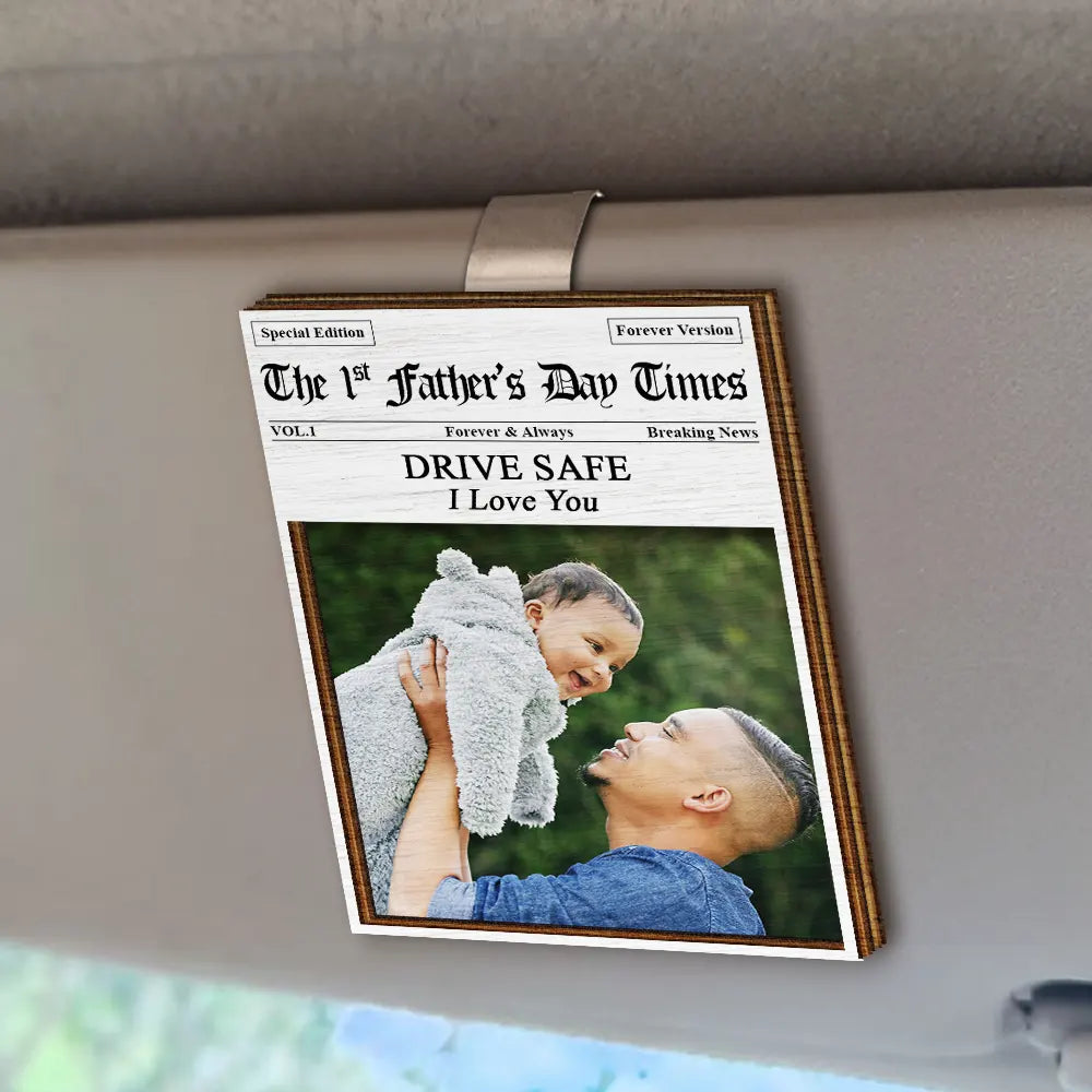 Gift For Father, Custom Photo, Top Market, Non-Eng, Photo, Grateful - Custom Photo The Father's Day Times - Personalized Custom Shaped Car Visor Clip - Pack