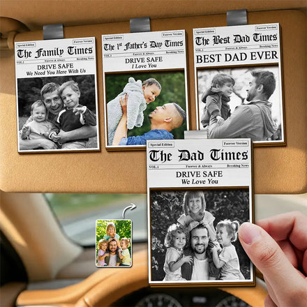 Custom Photo The Father's Day Times - Personalized Custom Shaped Car Visor Clip