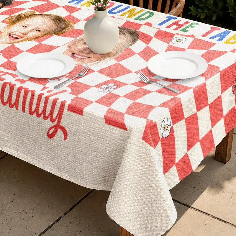 Family,Happy,Gift For Yourself,Gift For Father,Gift For Mother - Custom Photo The Fondest Memories Family - Personalized Tablecloth