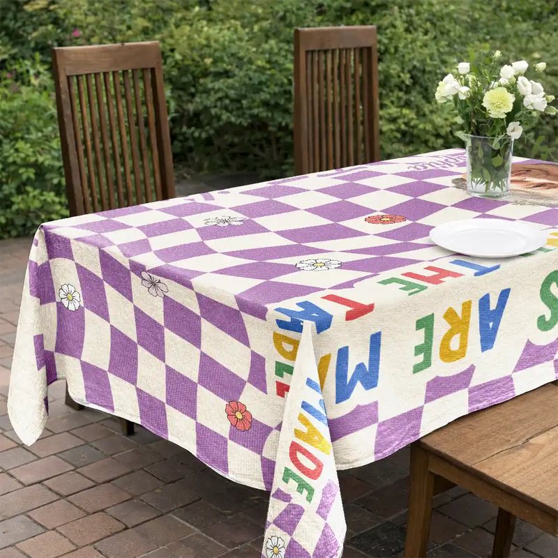 Family,Happy,Gift For Yourself,Gift For Father,Gift For Mother - Custom Photo The Fondest Memories Family - Personalized Tablecloth