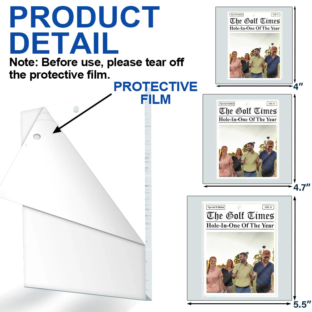 Christmas,Top Market,Custom Photo,Golf,Gift For Yourself,Gift For Women,Gift For Men - Custom Photo The Golf Times Hole-In-One Of The Year - Personalized Custom Shaped Acrylic Ornament