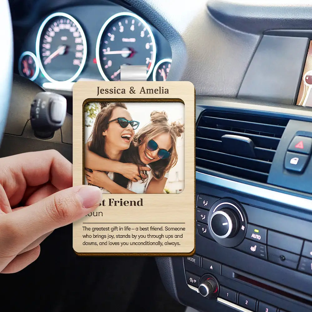 Happy,Gift For Bestie,Old Best friends,Gifts For Colleagues - Custom Photo The Greatest Gift In Life A Best Friend - Personalized Custom Shaped Car Visor Clip