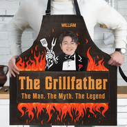 Grilling, Gift For Men, Funny, Gift For Yourself - Custom Photo The Grillfather - Personalized Apron